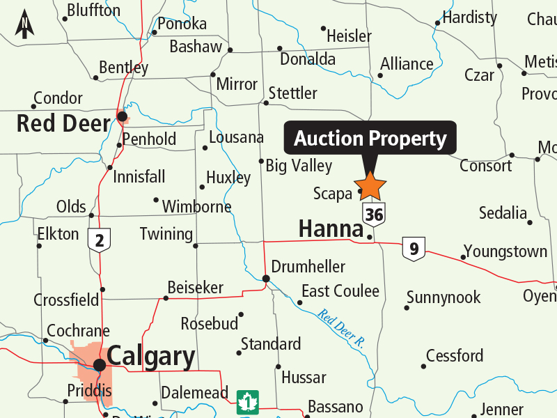 Residential acreage with home for sale near Hanna, AB Ritchie Bros